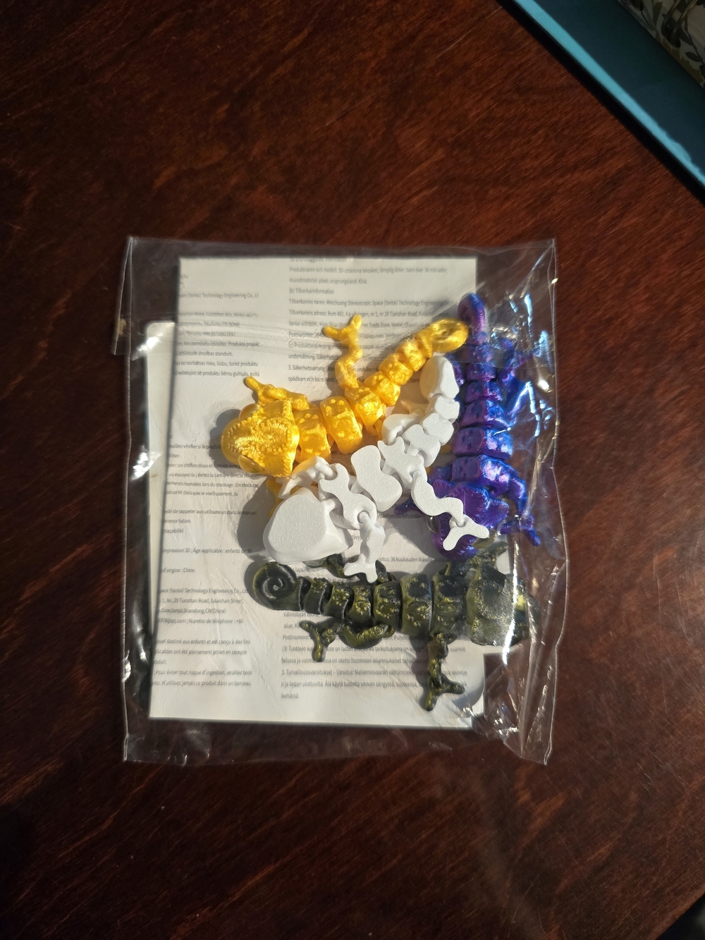Metallic Yellow Purple Green White Interlocking Dinosaur Toy Set - Picture 2 of 2